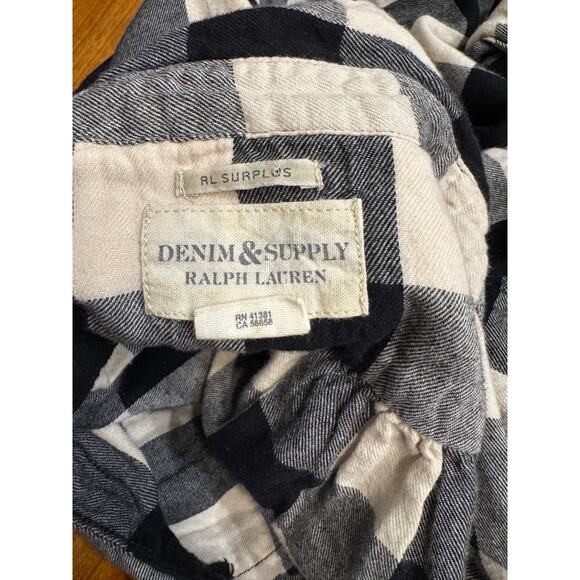 Denim & Supply Ralph Lauren Buffalo Plaid Flannel Shirt Black & Cream Size Small - Picture 8 of 8